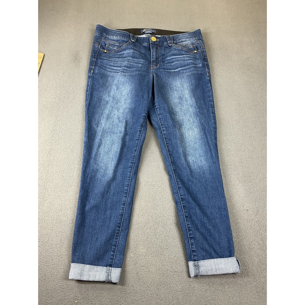 Democracy Jeans Womens 12 Blue Ankle Slim Stretch Cuffed Mid Rise 28 Inseam